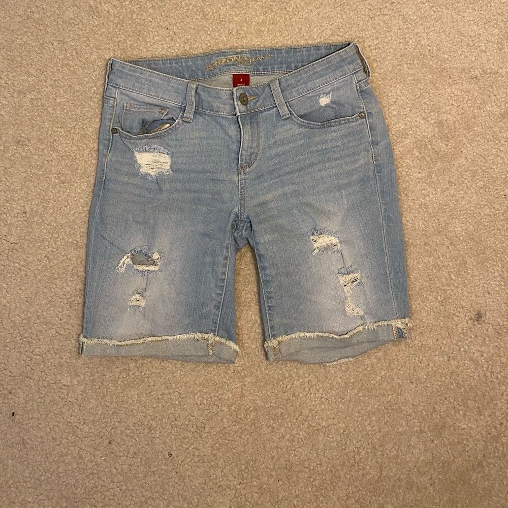 Blue distressed shorts